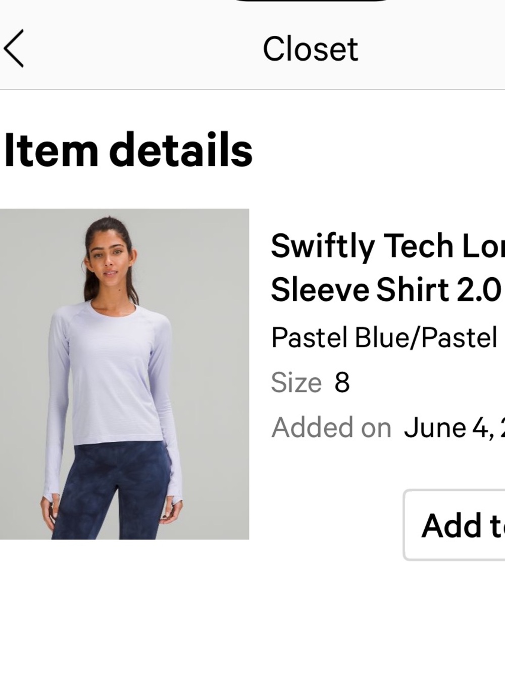 lululemon athletica Long-Sleeve Swiftly Tech Top in Pastel Blue